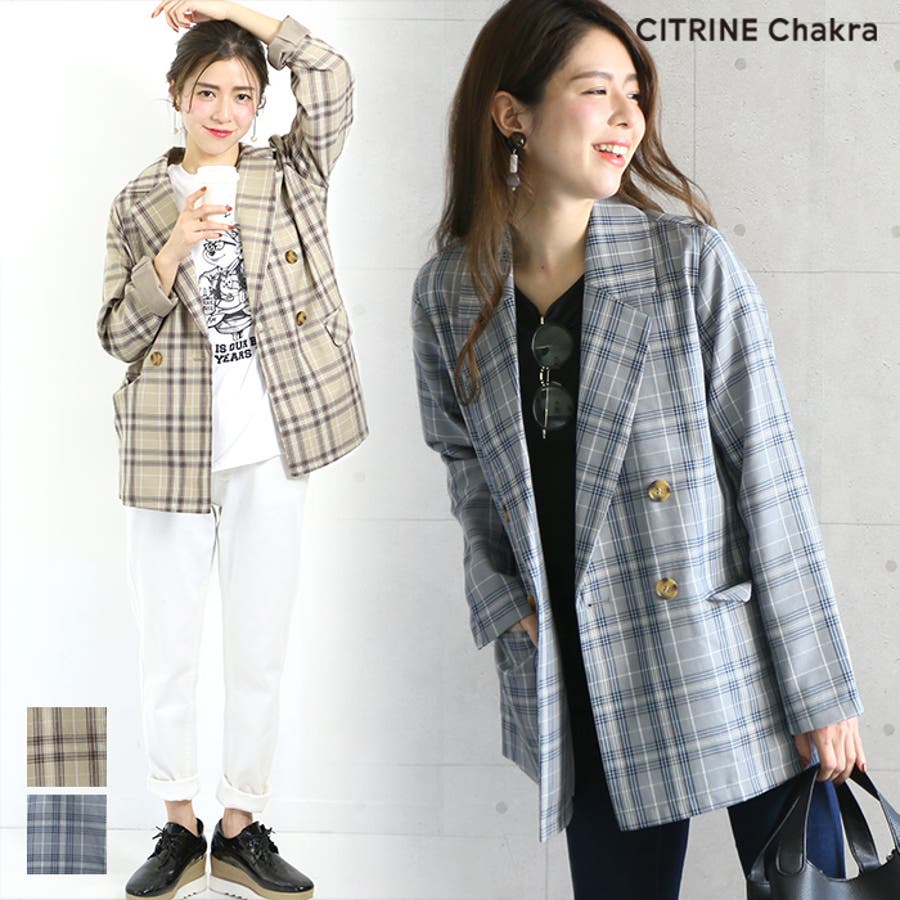 チェック柄ダブルテーラードジャケット レディース ファッション 春物 品番 Crcw Citrine Chakra シトリンチャクラ の レディースファッション通販 Shoplist ショップリスト
