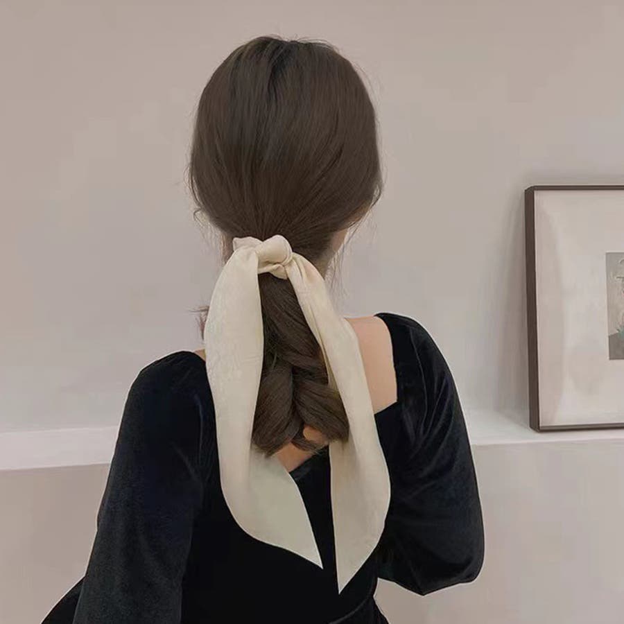 ロングリボンシュシュ◇アクセサリー シュシュ リボン[品番