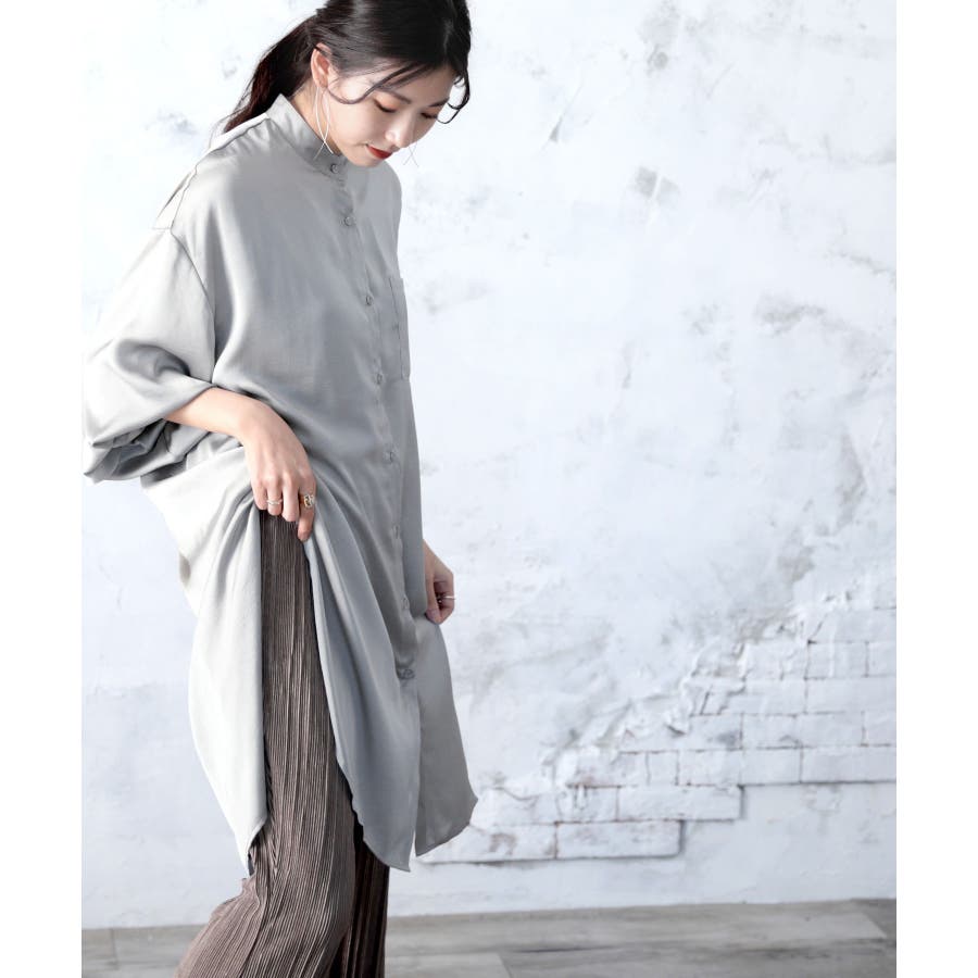KBF｜サテンロングシャツ | Rakuten Fashion(楽天ファッション