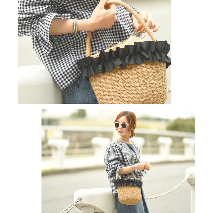 ワンハンドルペーパーフリルカゴバッグ 田中亜希子さん着用(かごバッグ 籠 [品番：PA000008904]｜coca（コカ）のレディースファッション通販｜SHOPLIST（ショップリスト）