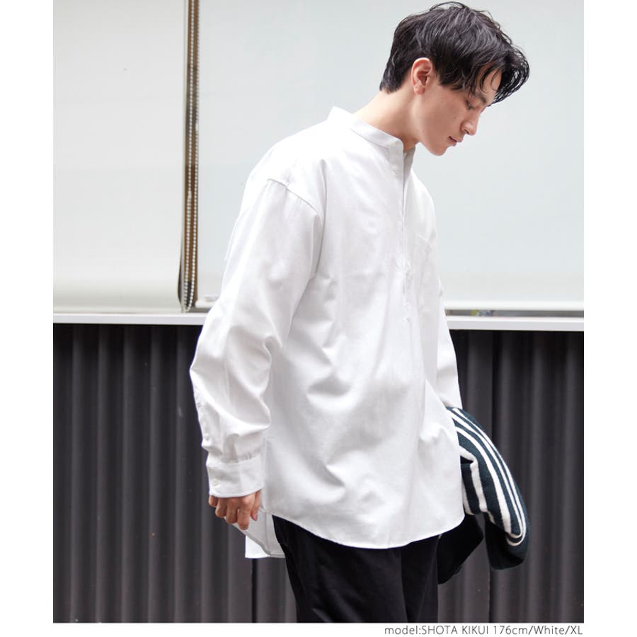 贅沢品 メンズ バンドカラープルオーバーシャツ[品番：PA000012038 トップス