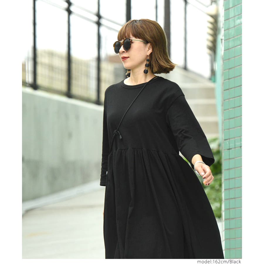 ウエスト切り替えaラインカットソーワンピース 長袖 七分袖 ロング丈 品番 Pa Coca コカ のレディースファッション通販 Shoplist ショップリスト