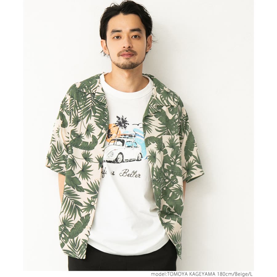 メンズ リーフ柄リゾートアロハシャツ[品番：PA000012381]｜coca（コカ