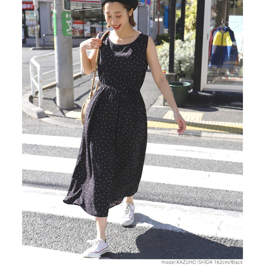 追い付く いつでも 山積みの ドット ノースリーブ ワンピース Konkatunavi Jp