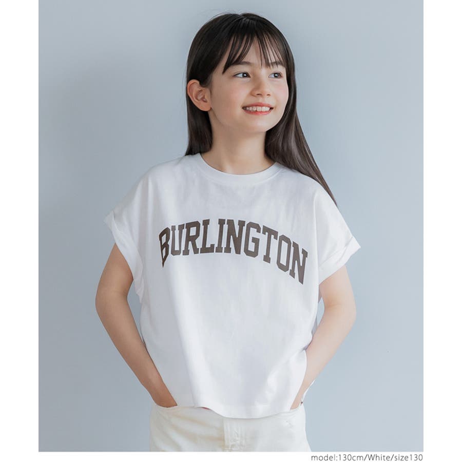 キッズ 親子お揃い袖ロールアップロゴTシャツ[品番：PA000014290