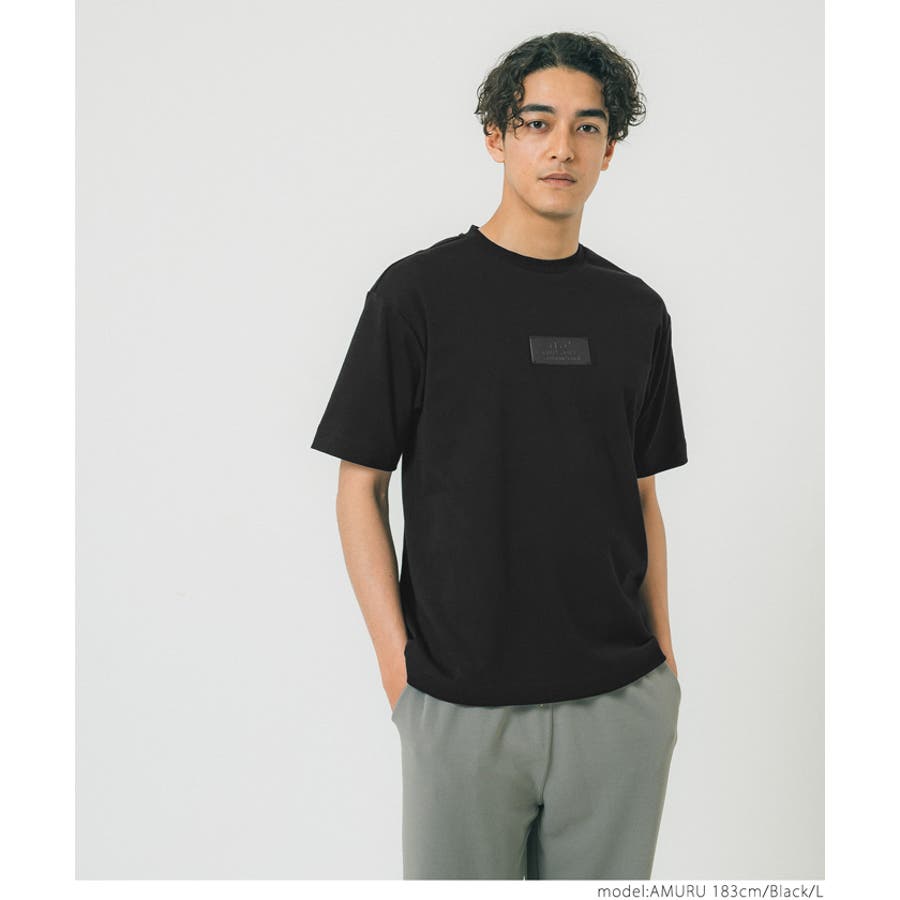 フェイクレザーワッペンクルーネックTシャツ[品番：PA000014207]｜coca