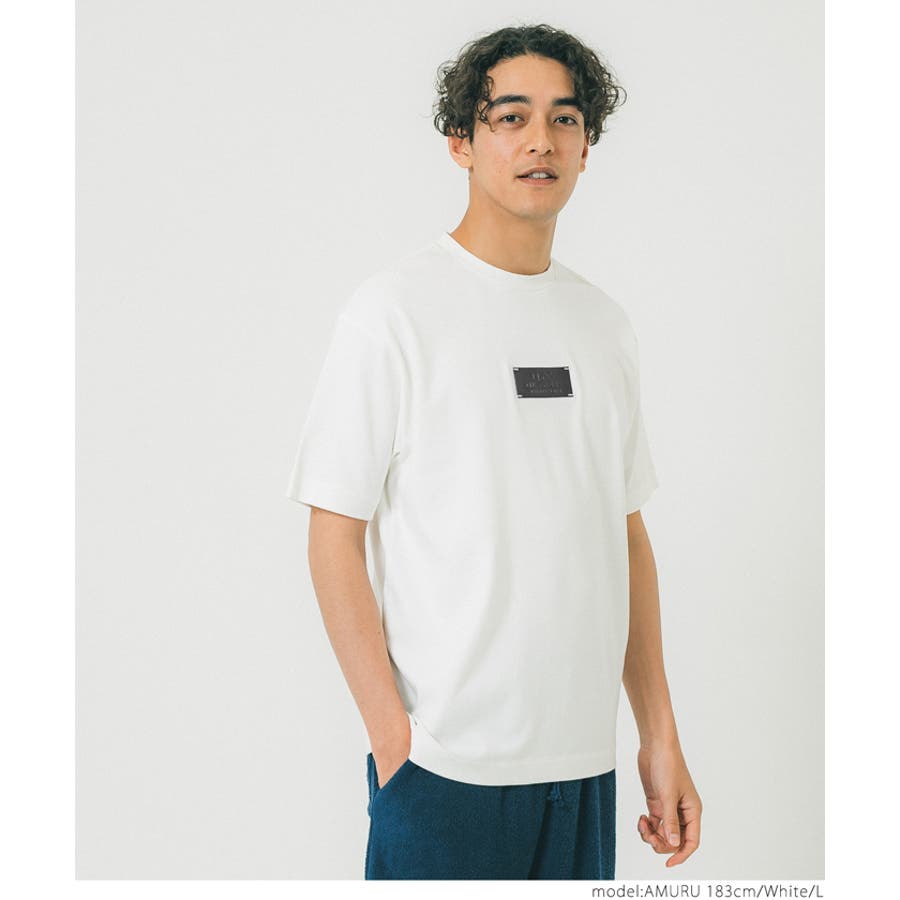 フェイクレザーワッペンクルーネックTシャツ[品番：PA000014207]｜coca