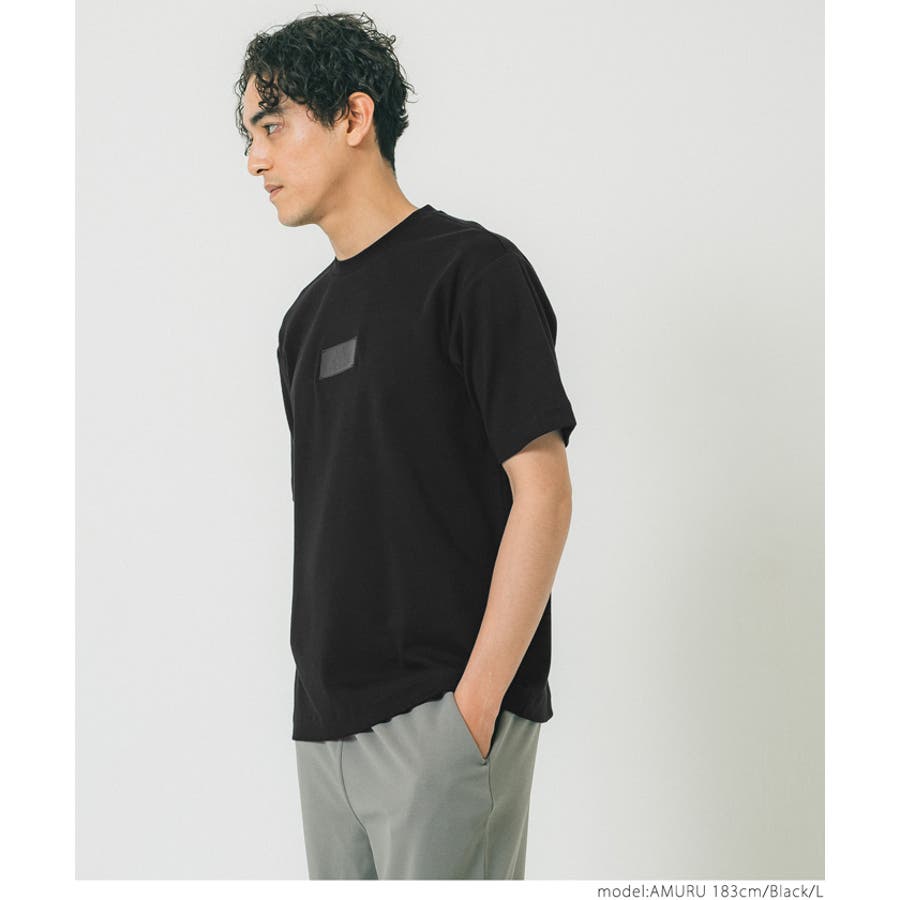 フェイクレザーワッペンクルーネックTシャツ[品番：PA000014207]｜coca