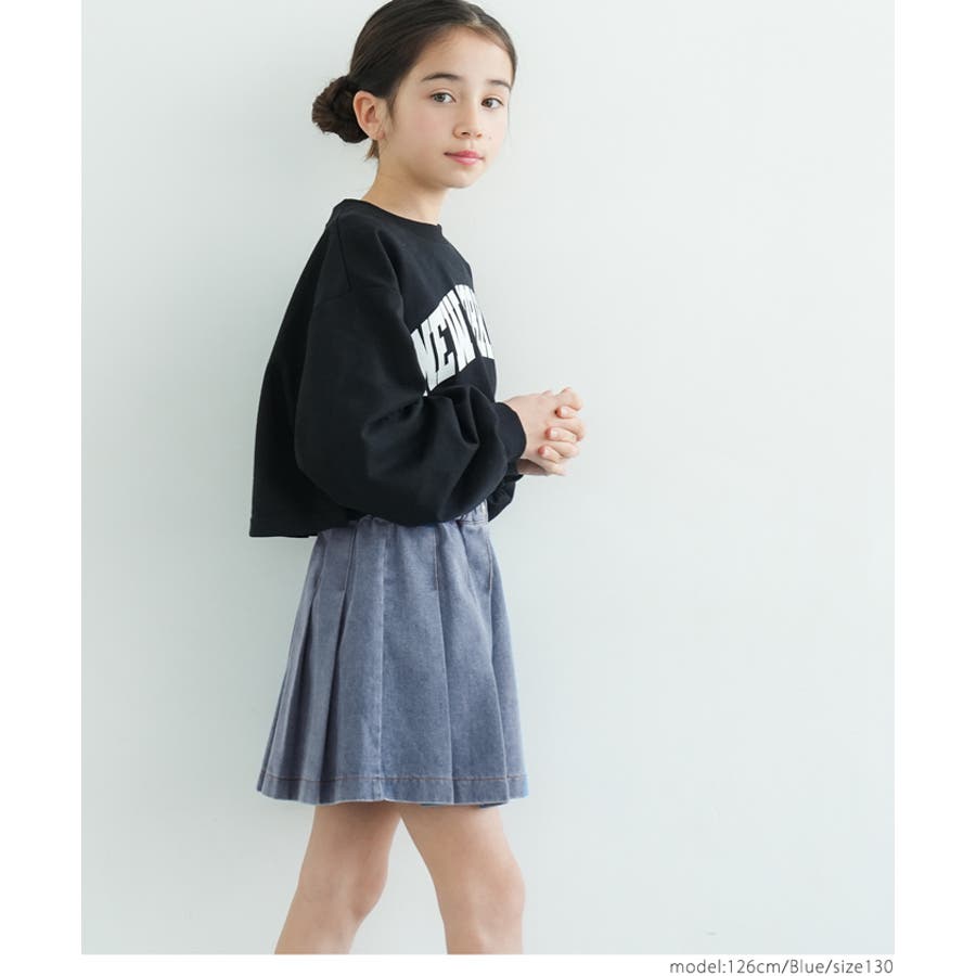 キッズ デニムプリーツミニスカート[品番：PA000015538]｜coca