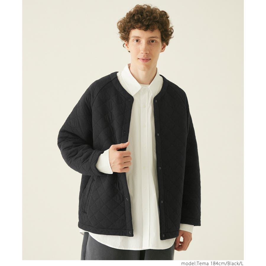 メンズカットキルティングノーカラージャケット[品番