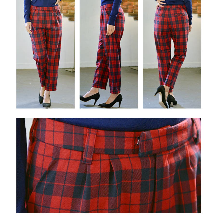 タータンチェックのクロップドパンツ(【E18】 ボトムス テーパード