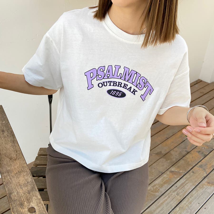 レディース半袖Tシャツ ロゴプリント クロプト丈おしゃれトップス[品番