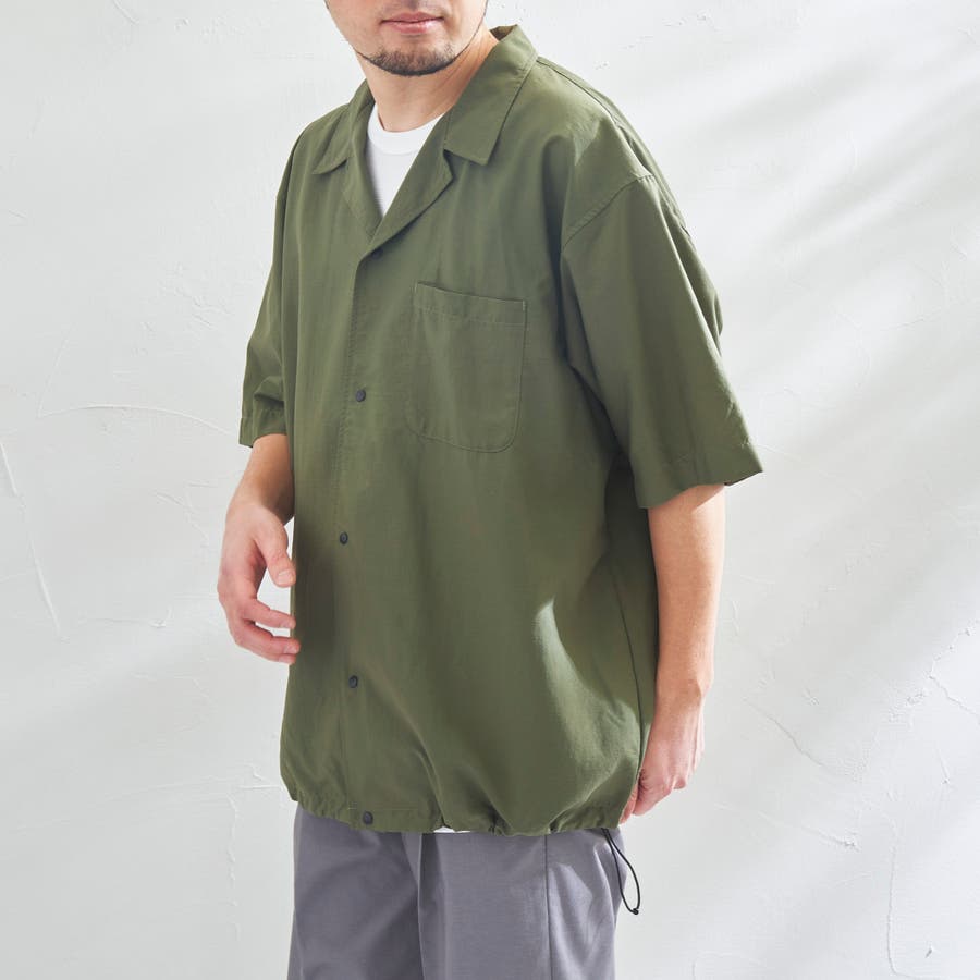 ナイロンオックスオープンカラー半袖シャツ(セットアップ対応)[品番