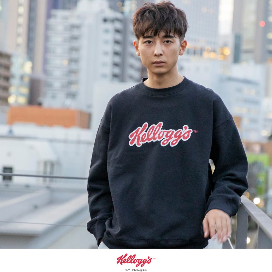 BLACK】【ユニセックス】Kelloggs(ケロッグ)別注裏起毛クルーネック