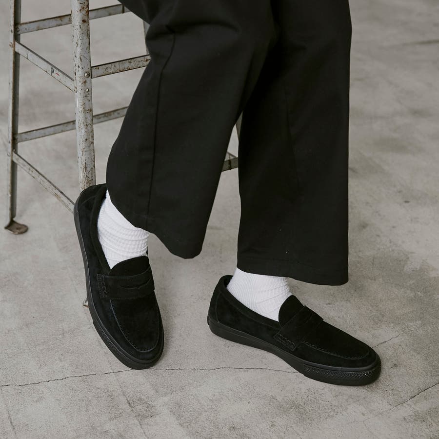 converse ブラック スエード ローファー コンバース CONVERSE CS ローファー SK SU （ブラック