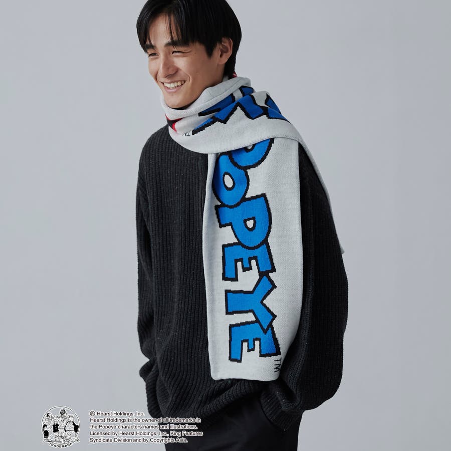 POPEYE（TM）×coenコラボ ジャガードニットサッカーマフラー[品番