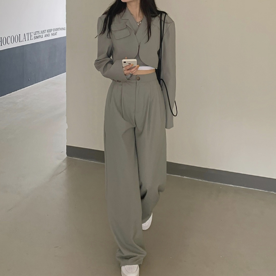 セットアップ 2点セット ショート ジャケット ワイド パンツ  韓国[品番：COKW0000088]｜coko.tokyo（ココトウキョウ）のレディースファッション通販｜SHOPLIST（ショップリスト）