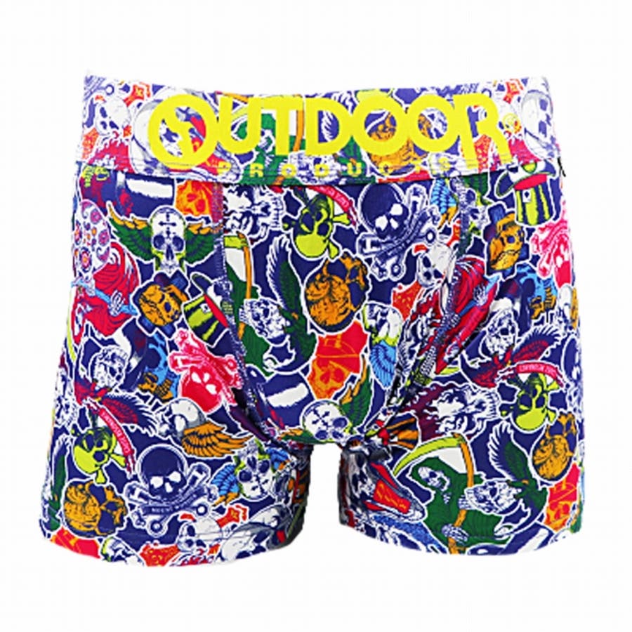 メンズ ボクサーパンツ スカル ネイビー 下着 前閉じ OUTDOOR[品番
