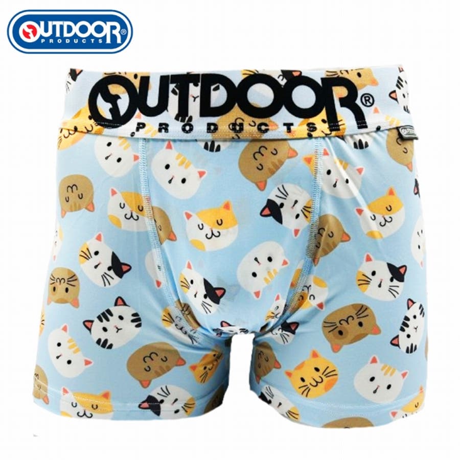 メンズ ボクサーパンツ ネコ 210シアン 下着 前閉じ OUTDOOR[品番