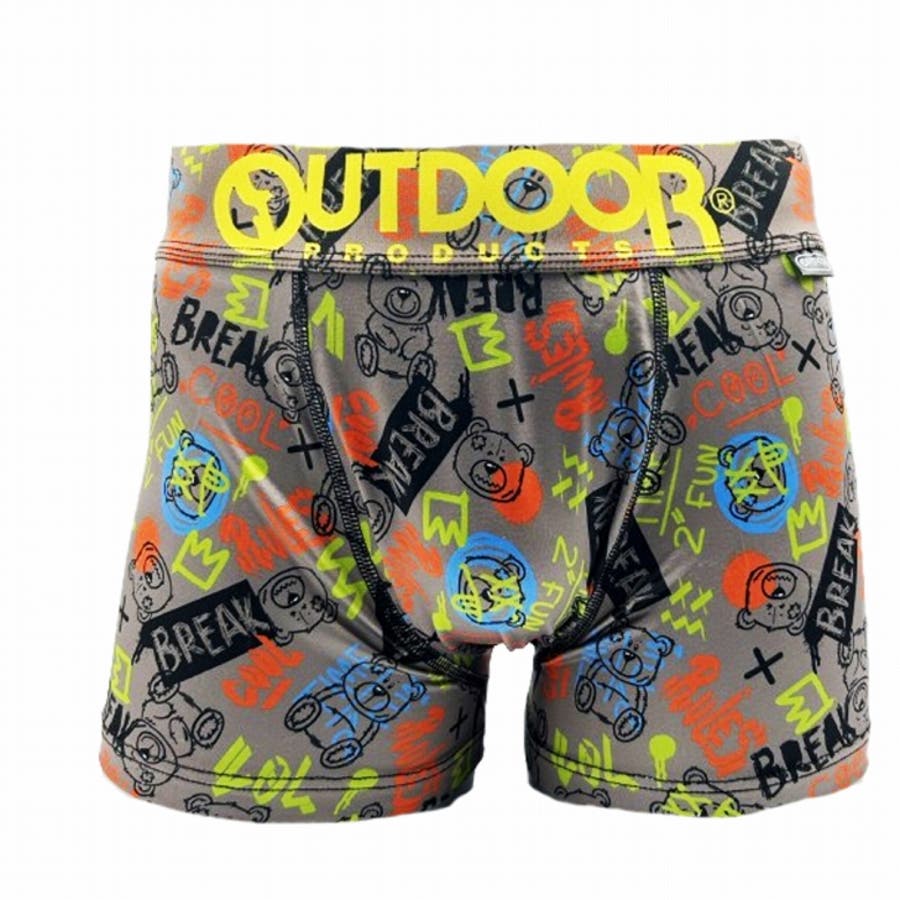 メンズ ボクサーパンツ クマ 080チャコール 下着 前閉じ OUTDOOR[品番