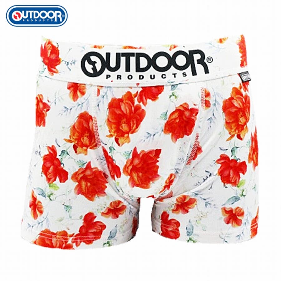 OUTDOOR メンズ ボクサーパンツ 花柄 010ホワイト 下着 前閉じ[品番