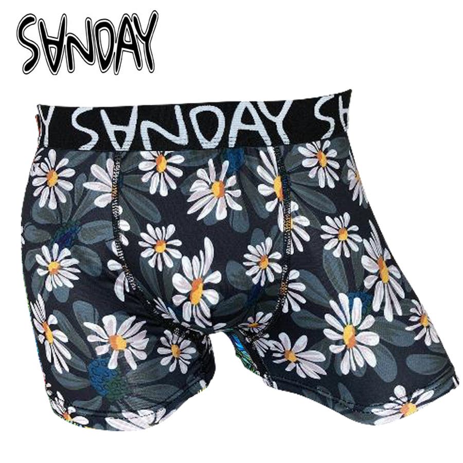 SANDAY-05 ボクサーパンツ 花 前閉じ つるつる メンズ 下着