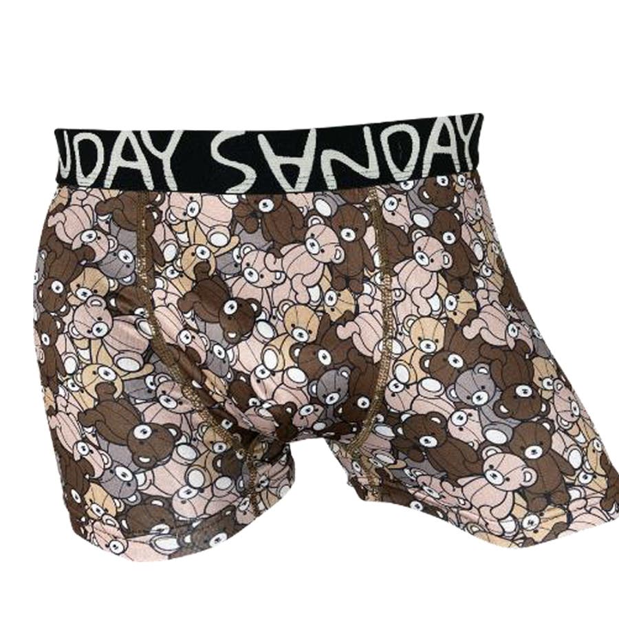 SANDAY-22 ボクサーパンツ クマ 前閉じ つるつる メンズ 下着 [品番