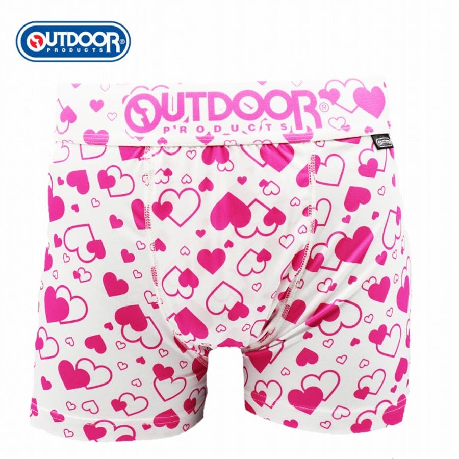 メンズ ボクサーパンツ ハート ホワイト 下着 前閉じ OUTDOOR[品番