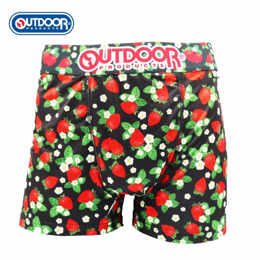 メンズ ボクサーパンツ いちご ブラック 下着 前閉じ OUTDOOR[品番