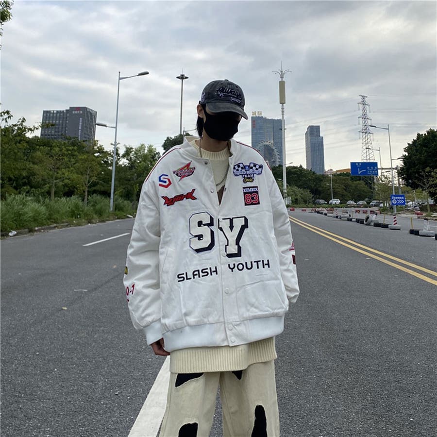 刺繍ワッペンレーシングジャケット 全3色 レーサージャケット[品番