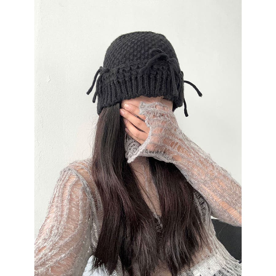 リボンニット帽子 全2色 ニット帽[品番：PBIW0002656]｜DAESE TOKYO