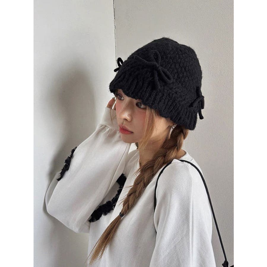 リボンニット帽子 全2色 ニット帽[品番：PBIW0002656]｜DAESE TOKYO