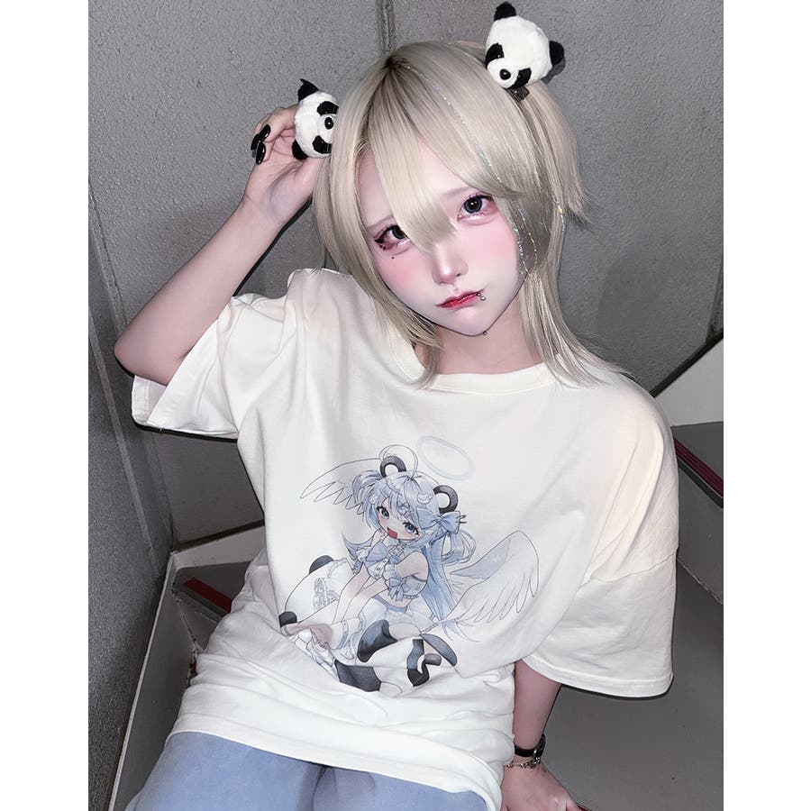 ililil イルイルイル 熊猫てんしちゃんTシャツ 全1色 ホワイト