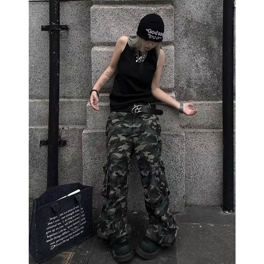 NOVESSEL【ノベセル】迷彩カーゴパンツ 全1色 ワイドパンツ[品番