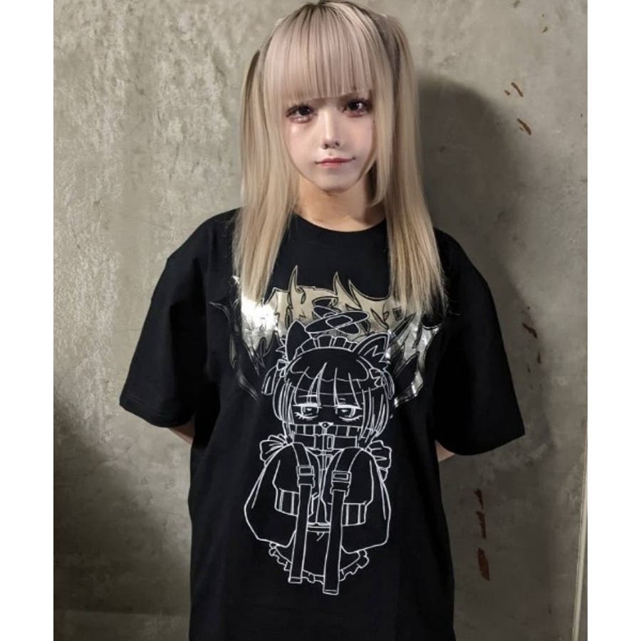 NOVESSEL箔ロゴガールズプリント半袖Tシャツ 全2色 ティーシャツ