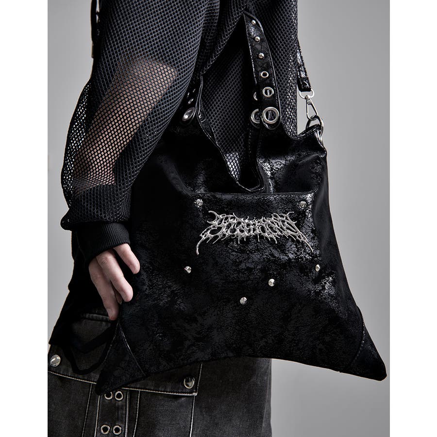 DIESEL y2k シルバー×ブラック メタルロゴ 2way バッグ Revo. ショルダーバッグ バッグ Y2K メタルロゴ 2デザイン