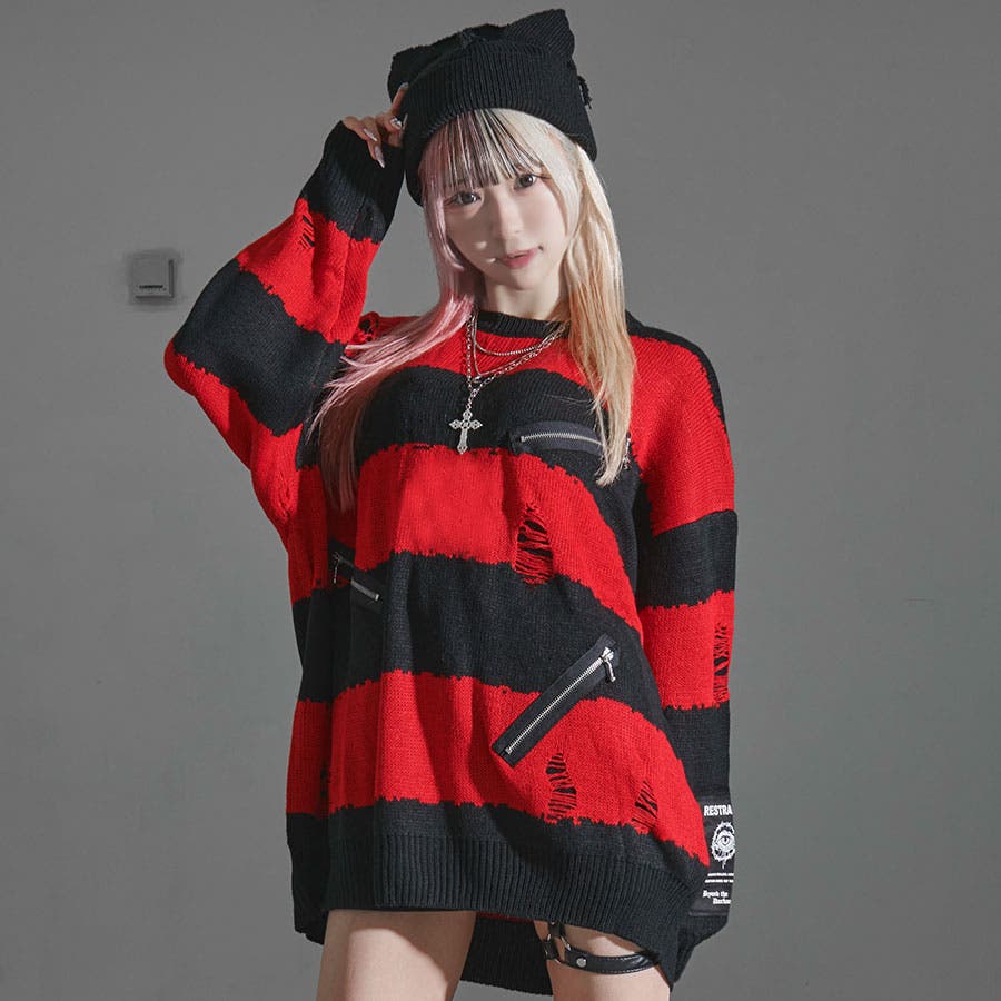 グランドセール PSYCHO NATIONクラッシュ加工ランダムZIPボーダーニット  全2色[品番：PBIW0002457]｜ililil（イルイルイル）のレディースファッション通販｜SHOPLIST（ショップリスト） ジャケット・アウター