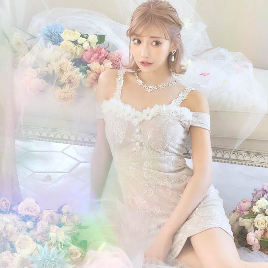 オフホワイト 組み替え ドレス Aライン ベアトップ 背中見せ  