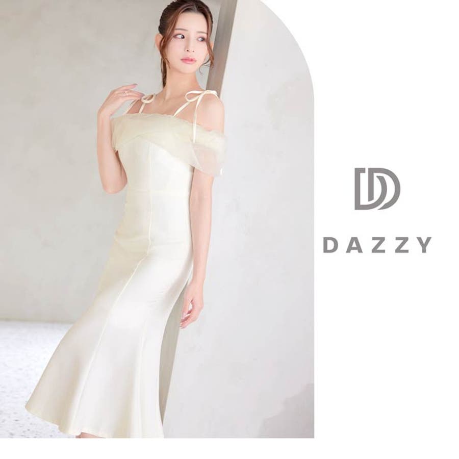 キャバ ドレスオーガンジーオフショルリボン膝丈マーメイドドレス キャバ[品番：DY000028109]｜Dazzy （デイジー）のレディースファッション通販｜SHOPLIST（ショップリスト）