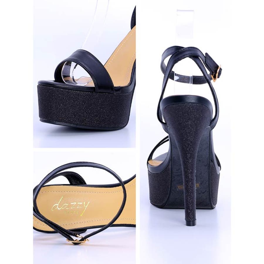 サンダル 痛くない ワンカラーレザーラメクロスストラップ付き