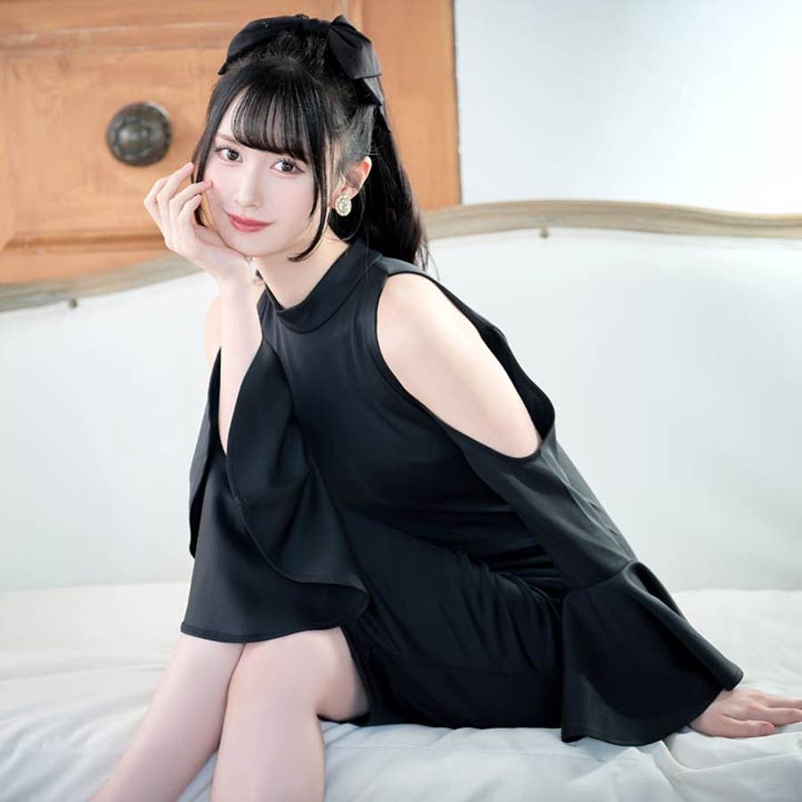 【送料0円】 美品 キャバドレス ハイネック ミニドレス ローブドフルール ナイトドレス
