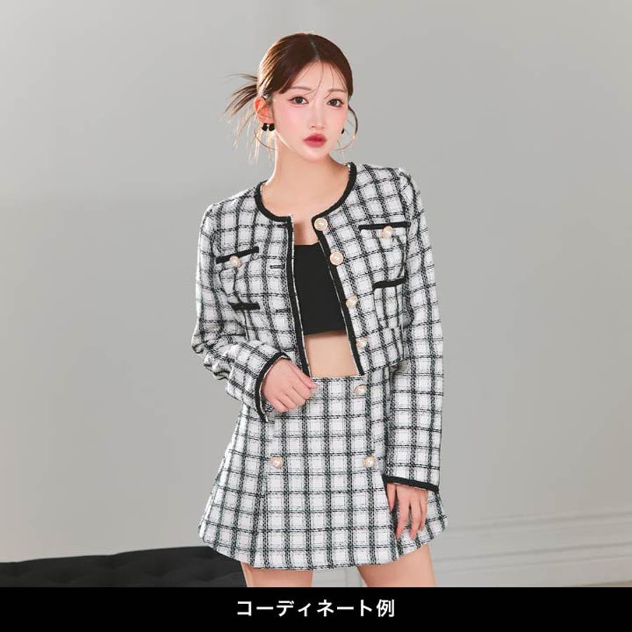 チェックツイードジャケットセットアップ [品番:DY000031854 チェックツイードジャケットセットアップ [品番:DY000031854