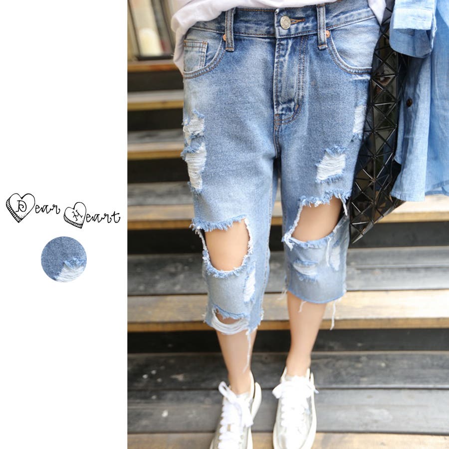 韓国ファッション ダメージ加工デニムハーフパンツ 15春夏新作 品番 Cp Dearheart ディアハート のレディース ファッション通販 Shoplist ショップリスト
