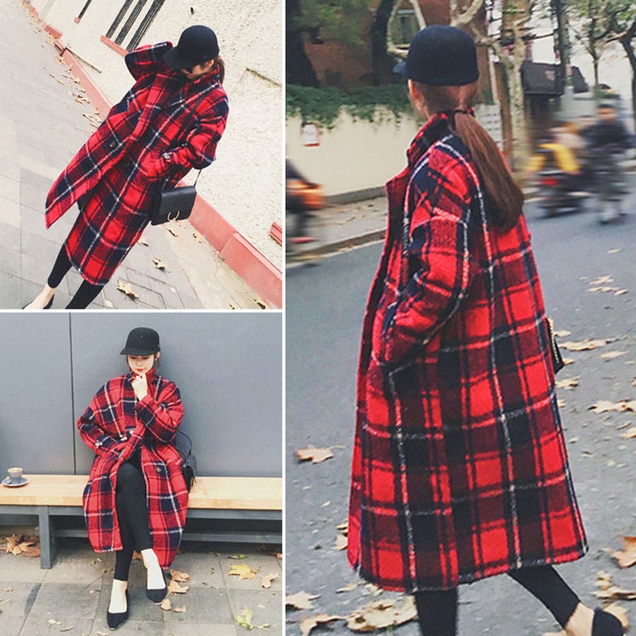 韓国ファッション チェック柄ロングジャケットコート 16秋冬新作 品番 Cp Dearheart ディアハート のレディース ファッション通販 Shoplist ショップリスト