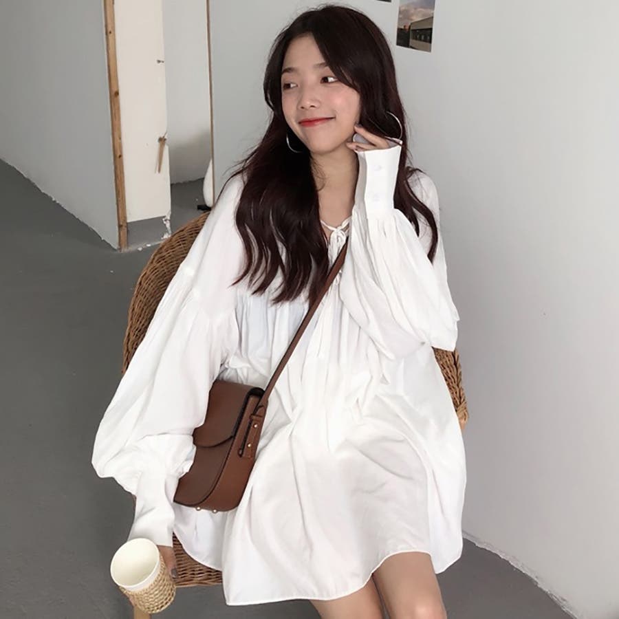 【在庫一掃】 ブラウスチュニック 春夏新作 韓国ファッション[品番 トップス