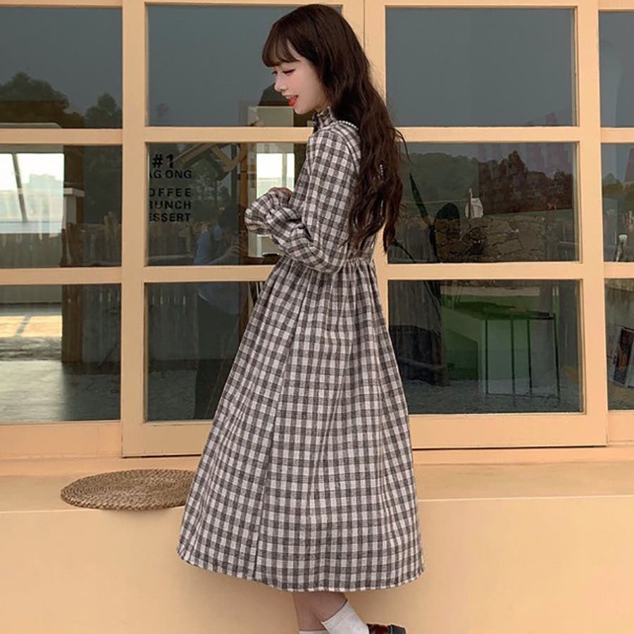 トレンドファッション♪チェック柄ワンピース 2020春夏新作 韓国