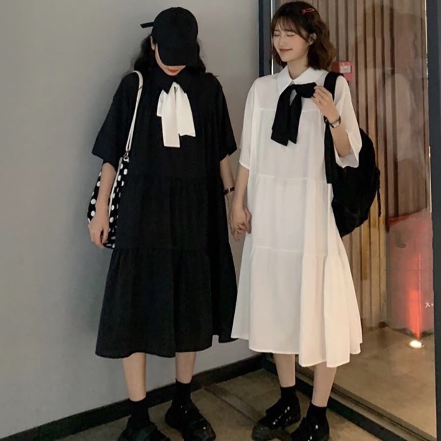 リボンデザイン襟付ワンピース 春夏新作 韓国ファッション 品番 Cp Dearheart ディアハート のレディース ファッション通販 Shoplist ショップリスト