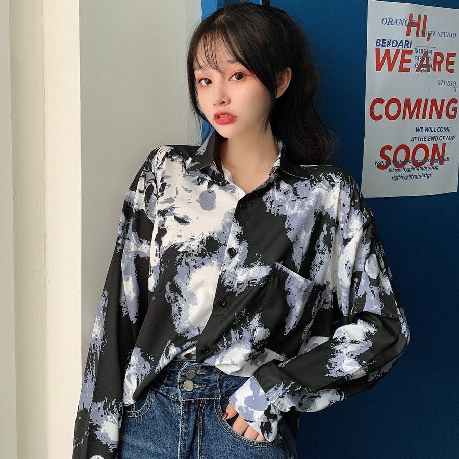 個性的総柄襟付長袖シャツ 秋冬新作 韓国ファッション 品番 Cp Dearheart ディアハート のレディース ファッション通販 Shoplist ショップリスト