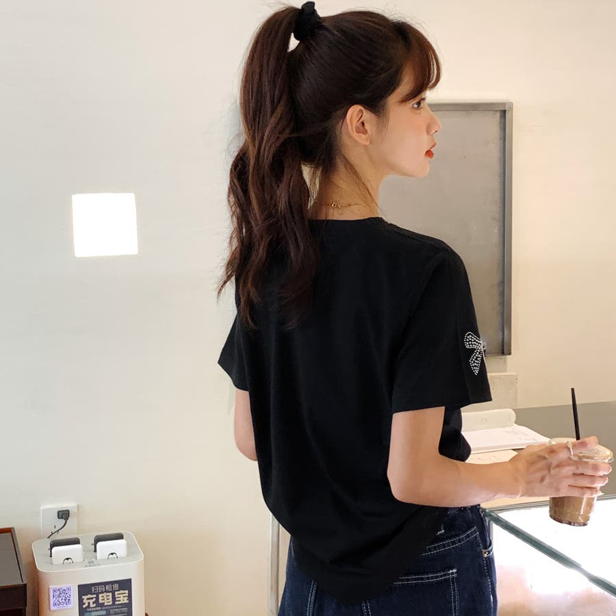 リボン柄半袖Tシャツカットソー 春夏新作  韓国ファッション[品番：CP000009338]｜DearHeart（ディアハート）のレディースファッション通販｜SHOPLIST（ショップリスト）