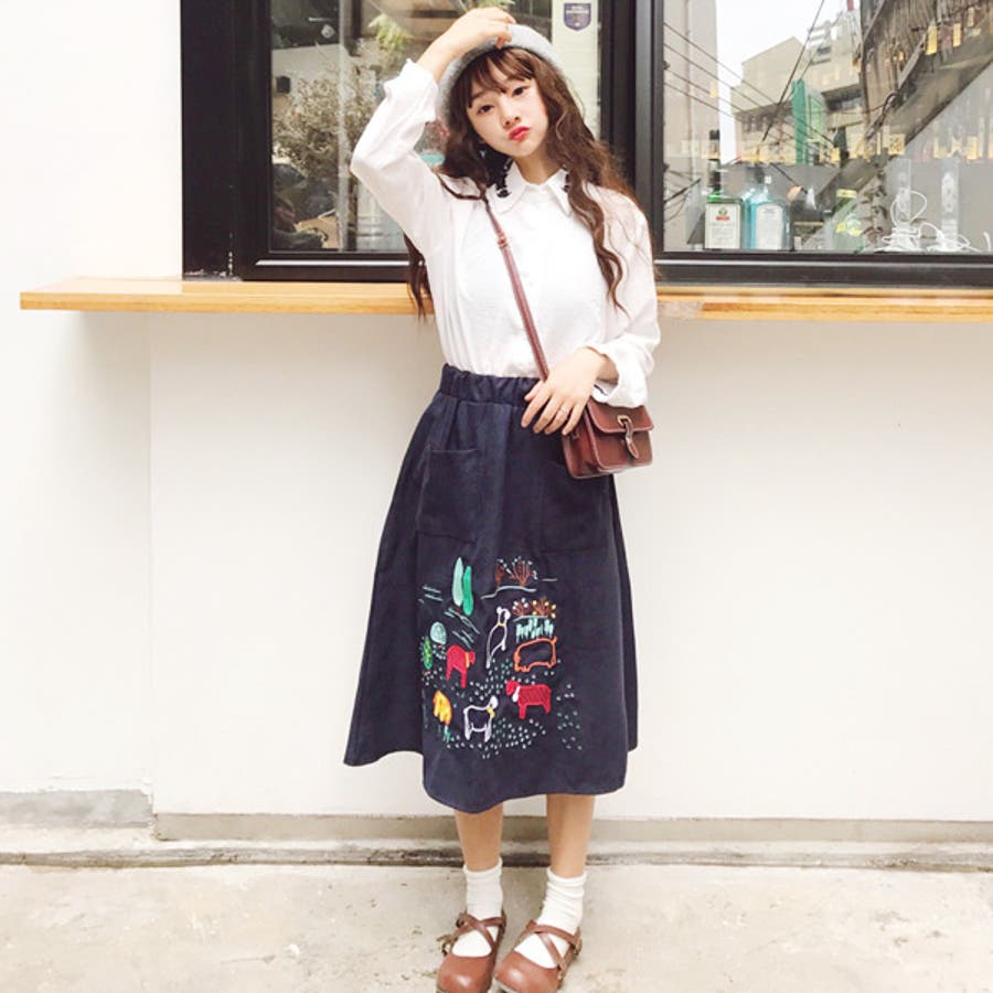 森に住む動物さん刺繍がほっこりする膝下丈aラインスカート 原宿系 ファッション 品番 Dctw Decorative デコラティブ のレディースファッション通販 Shoplist ショップリスト